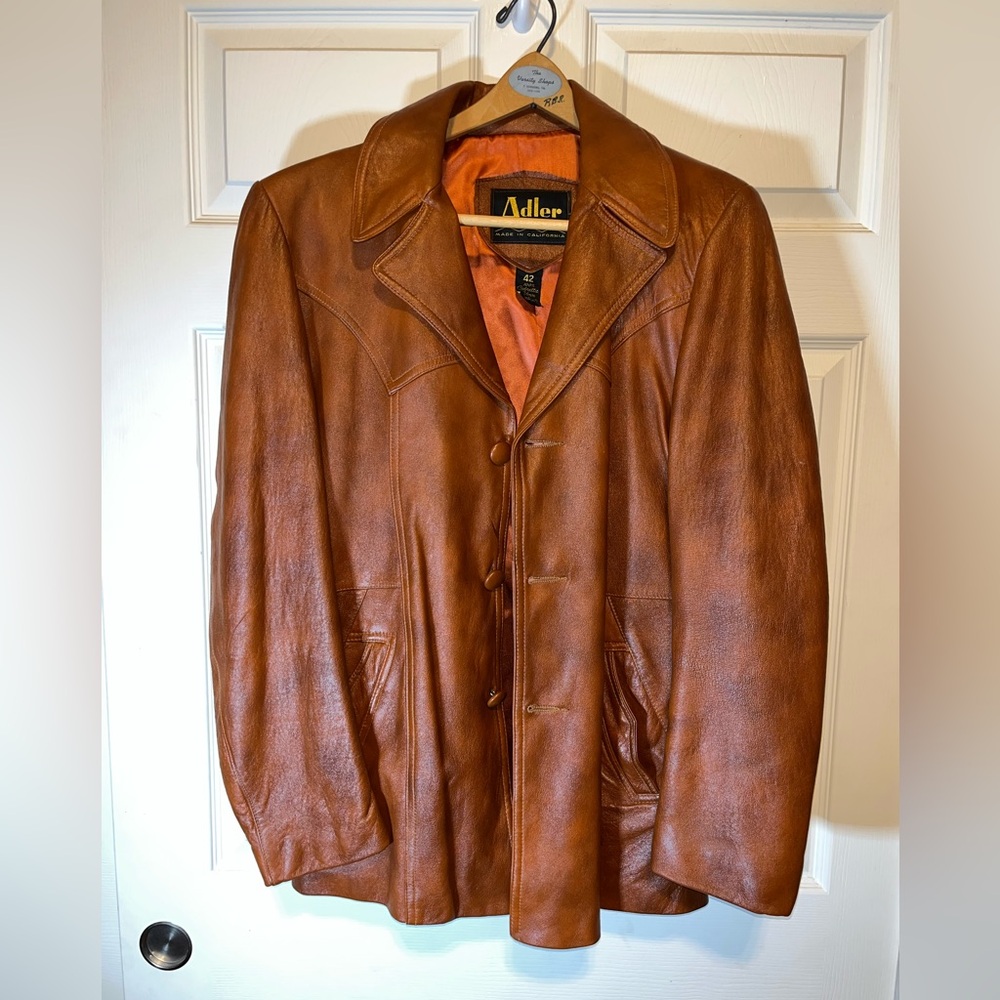 VTG Adler 70's Men's Brown Cabretta Glove  Leather Jacket